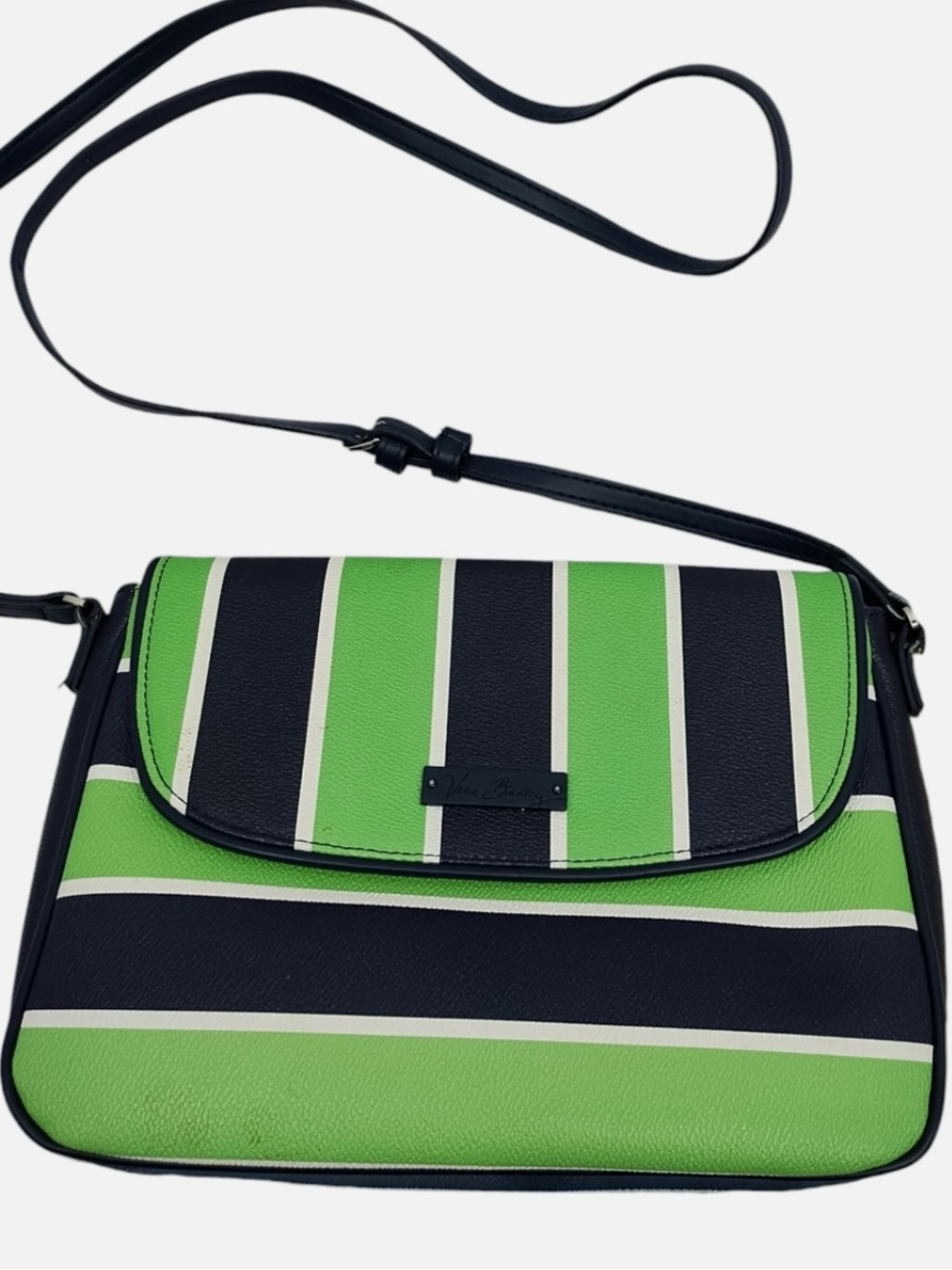 Vera Bradley Green, Navy & White Striped Crossbody Bag
